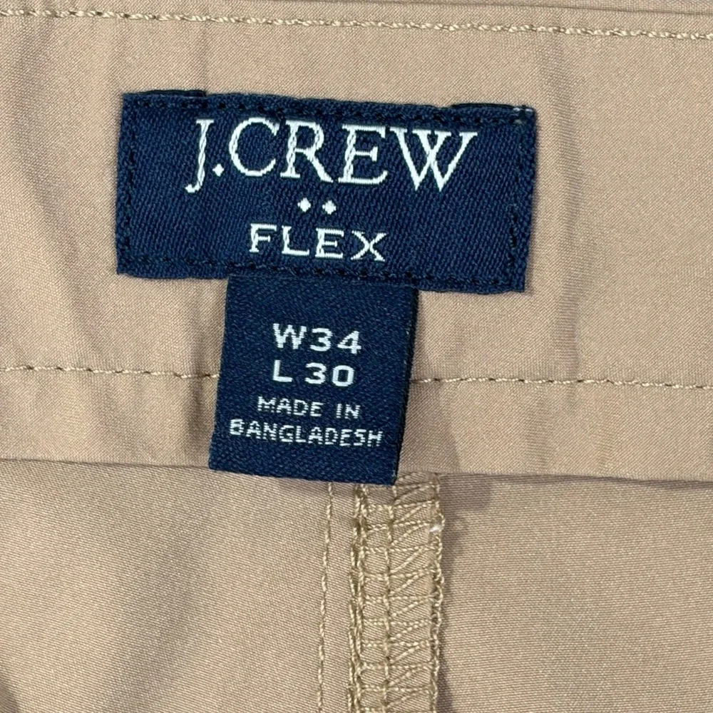 J. Crew Flex Slim Chino Pants Tan Khaki‎ Mens W34 L30 Straight Leg Casual